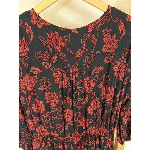 NWT Apricot Black Red Floral Pattern Maxi Long Dress #1387 Size XL - Picture 5 of 6